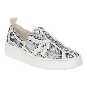 Vince Women's Snakeskin Embossed Platform Leather Saxon Sneakers Blue White 8.5M